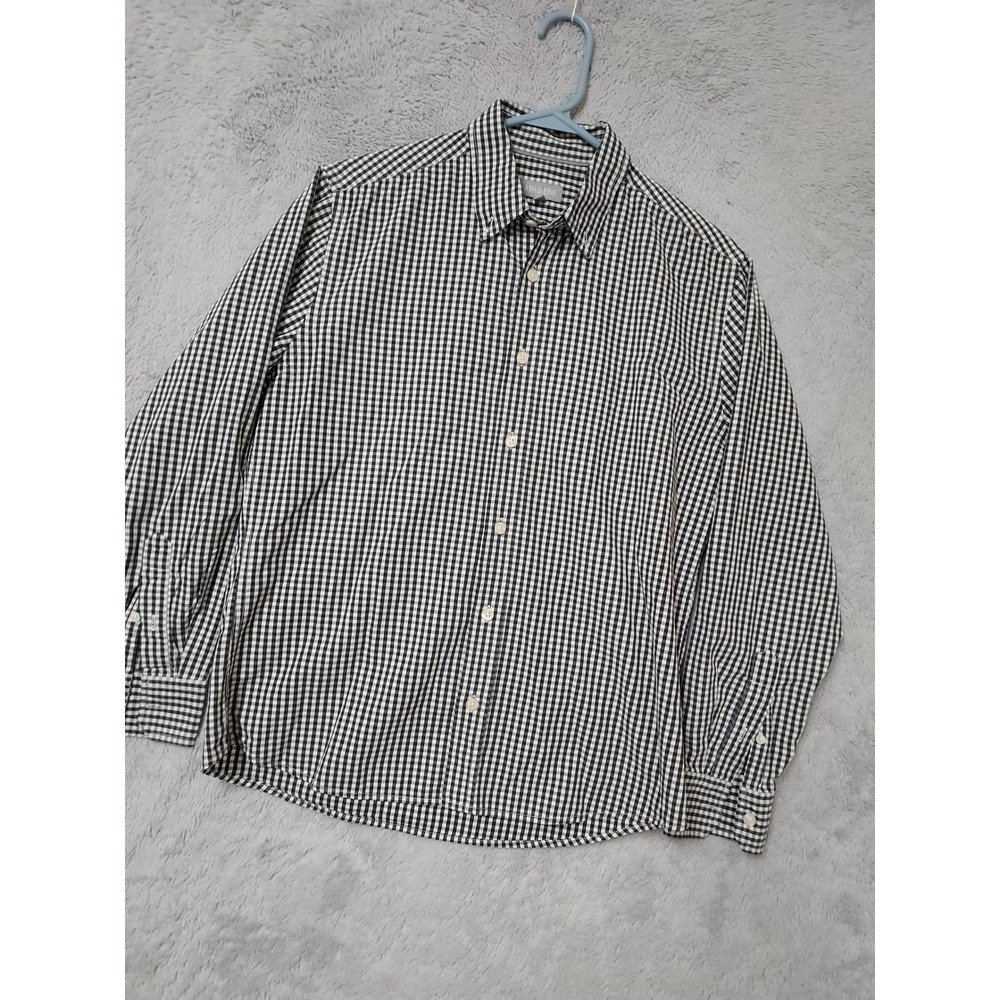 Ash & Erie Shirt Mens Medium Gingham Plaid Black Button Down Long Sleeve Cotton
